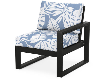 POLYWOOD® EDGE Modular Right Arm Chair in Black / Leaf Sky Blue