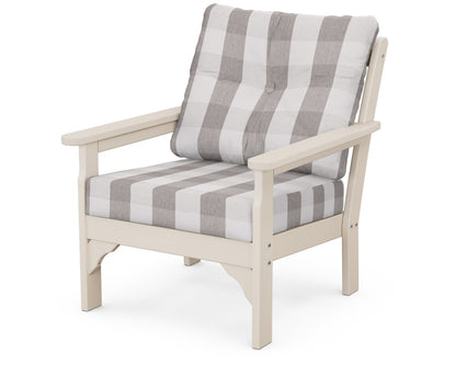 POLYWOOD® Vineyard Deep Seating Chair in Sand / Buffalo Plaid Grey Mist