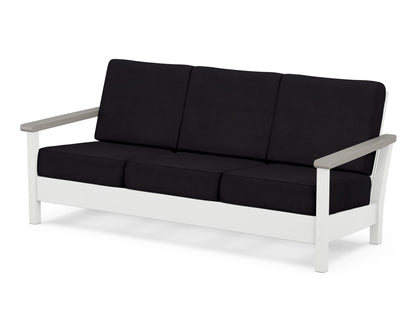POLYWOOD® Harbour Deep Seating Sofa in White / Driftwood / Midnight Linen