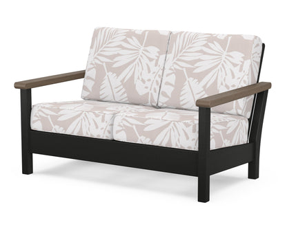 POLYWOOD® Harbour Deep Seating Loveseat in Black / Kona / Leaf Dune Burlap