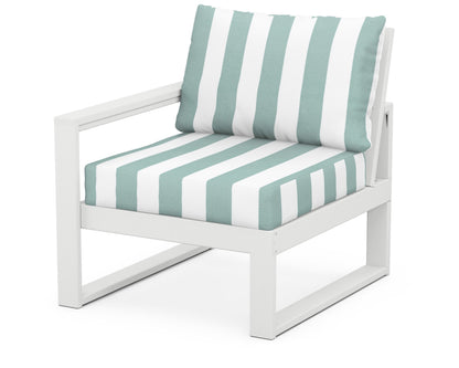 POLYWOOD® EDGE Modular Left Arm Chair in White / Cabana Stripe Glacier Spa