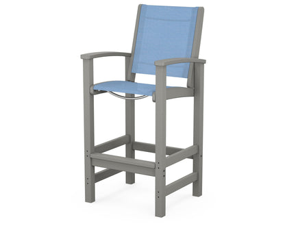 POLYWOOD® Coastal Bar Chair in Slate Grey / Poolside Sling