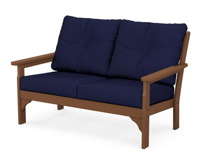 POLYWOOD® Vineyard Deep Seating Loveseat in Teak / Navy