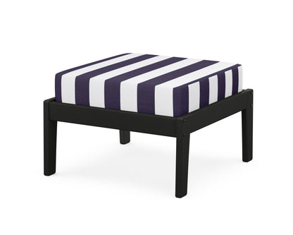 Unbranded Deep Seating Ottoman in Black / Cabana Stripe Navy
