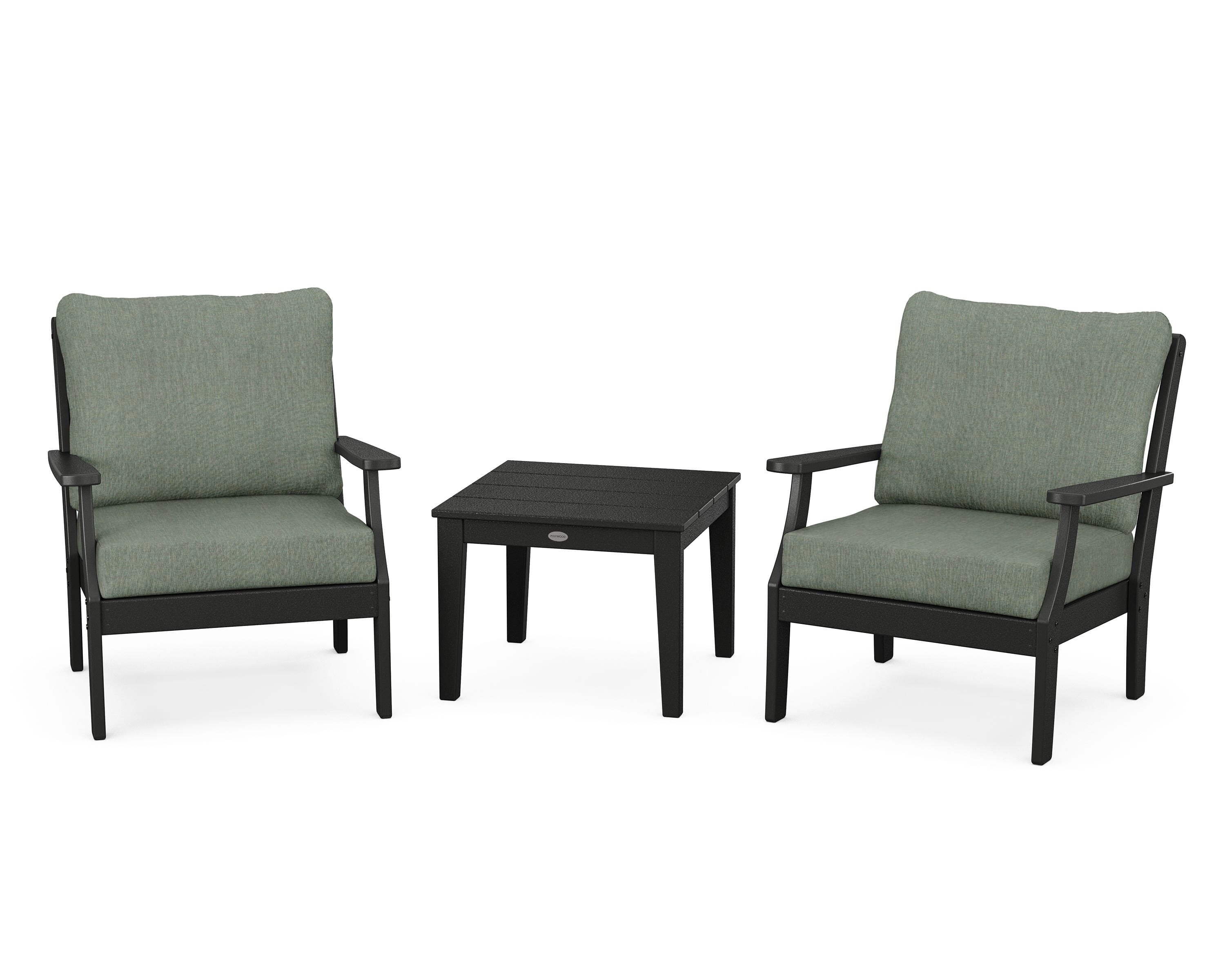POLYWOOD® Braxton 3-Piece Deep Seating Set in Black / Cast Sage