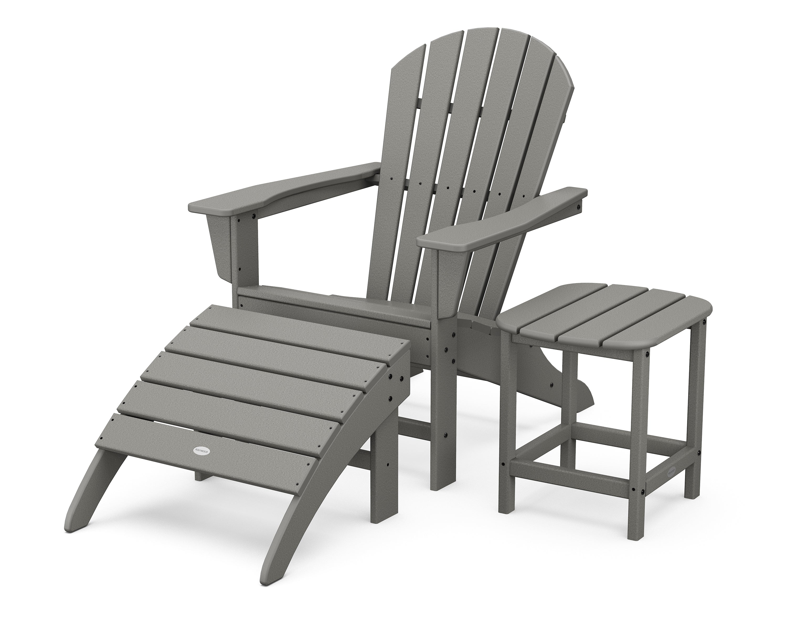 POLYWOOD® South Beach Adirondack 3-Piece Set in Slate Grey