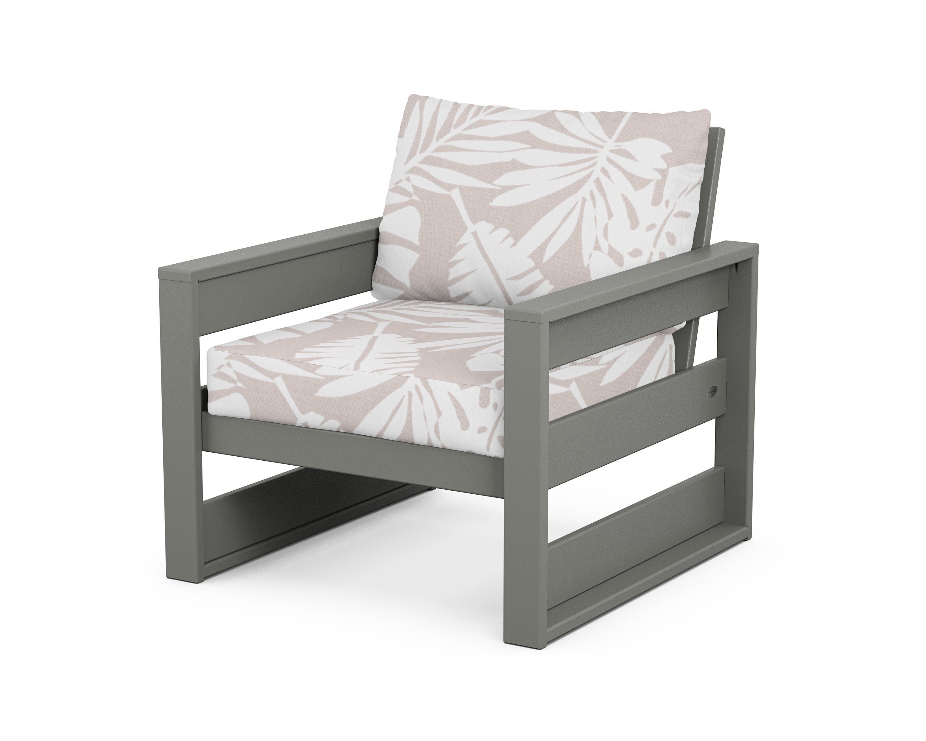 POLYWOOD® Westport Club Chair in Slate Grey / Leaf Dune Burlap