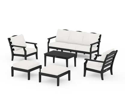 Draper James™ by  POLYWOOD® Savannah 6-Piece Lounge Sofa Set in Black / Natural Linen