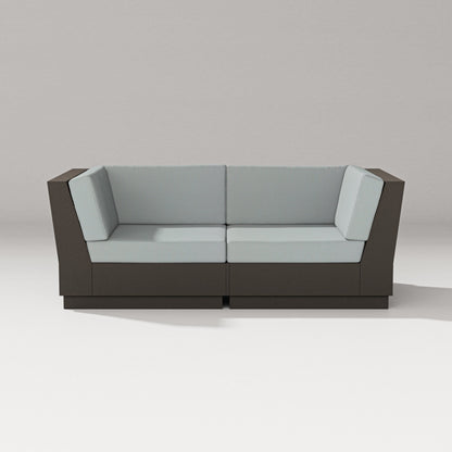 PW Designer Series Elevate Loveseat Sectional in Vintage Coffee / Spa