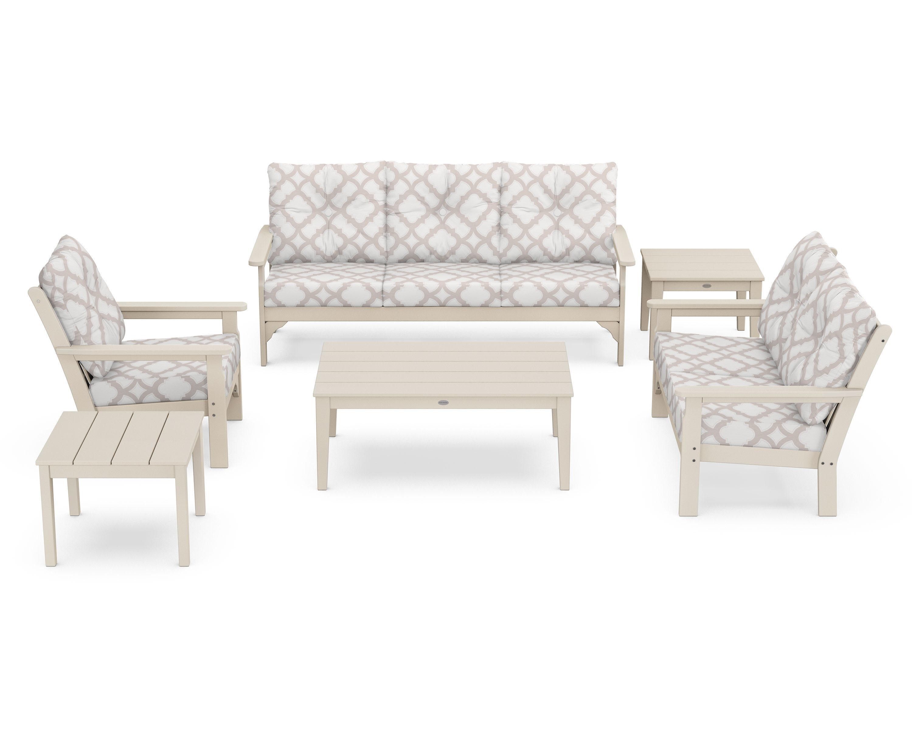 POLYWOOD® Vineyard 6-Piece Deep Seating Set in Sand / Trellis Dune Burlap
