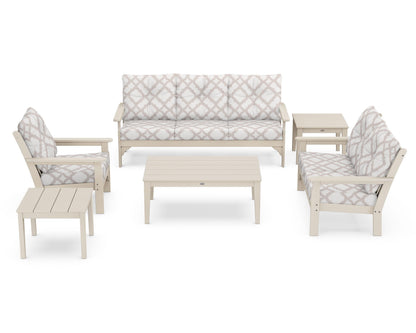 POLYWOOD® Vineyard 6-Piece Deep Seating Set in Sand / Trellis Dune Burlap