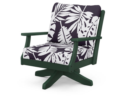 POLYWOOD® Braxton Deep Seating Swivel Chair in Green / Leaf Navy