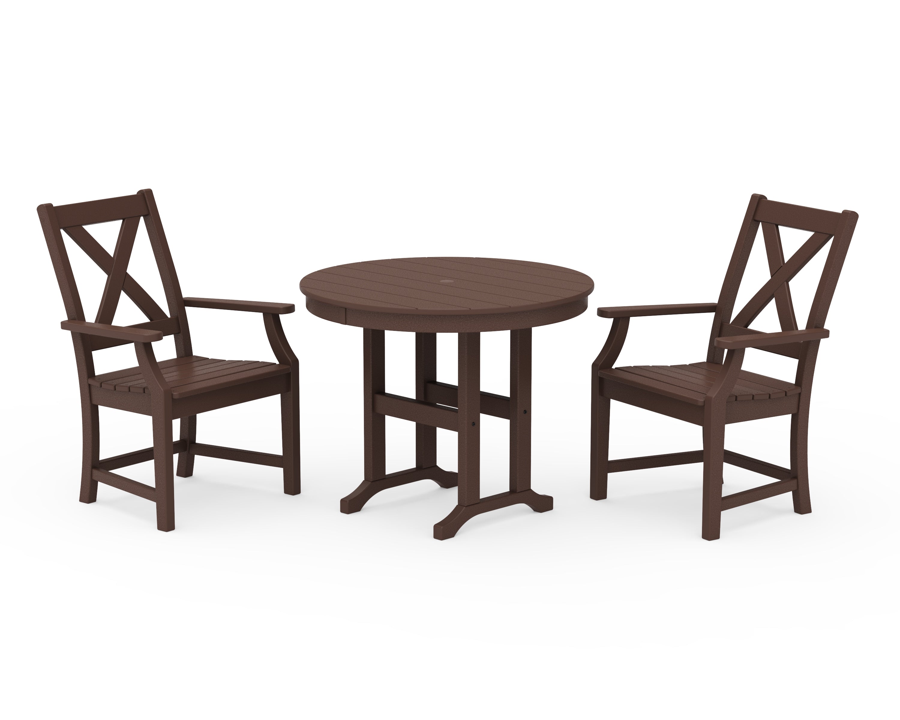 POLYWOOD® Braxton 3-Piece Round Dining Set in Mahogany