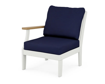 POLYWOOD® Braxton Modular Left Arm Chair in White / Natural / Navy