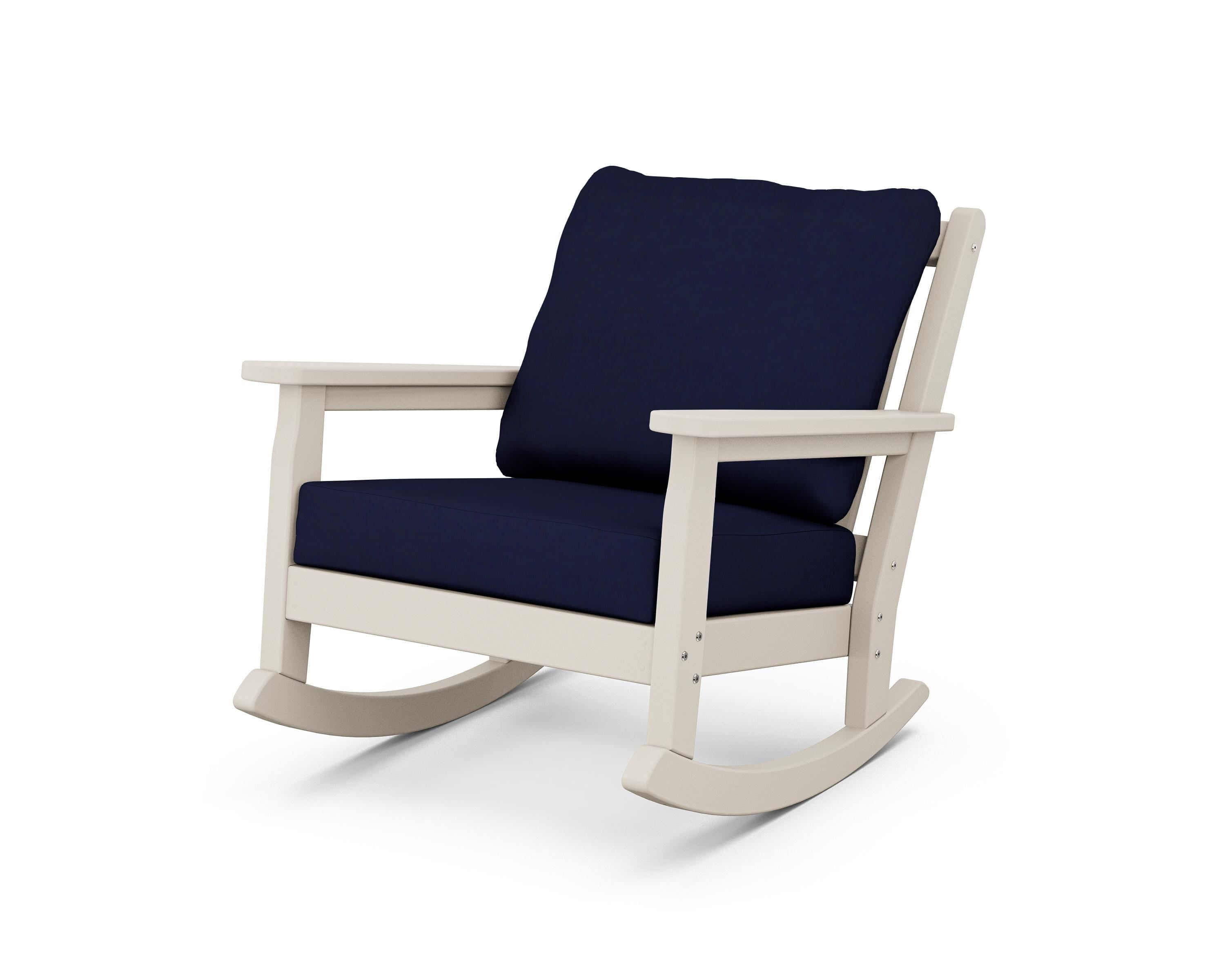 POLYWOOD® Chippendale Deep Seating Rocking Chair in Sand / Navy