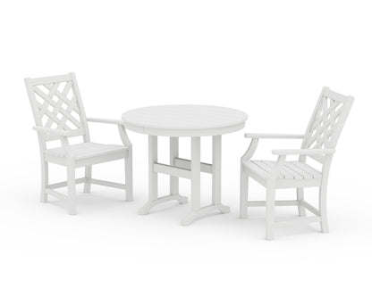 POLYWOOD® Wovendale 3-Piece Farmhouse Dining Set in White