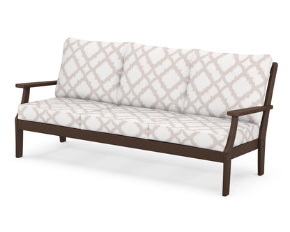 POLYWOOD® Braxton Deep Seating Sofa in Mahogany / Trellis Dune Burlap