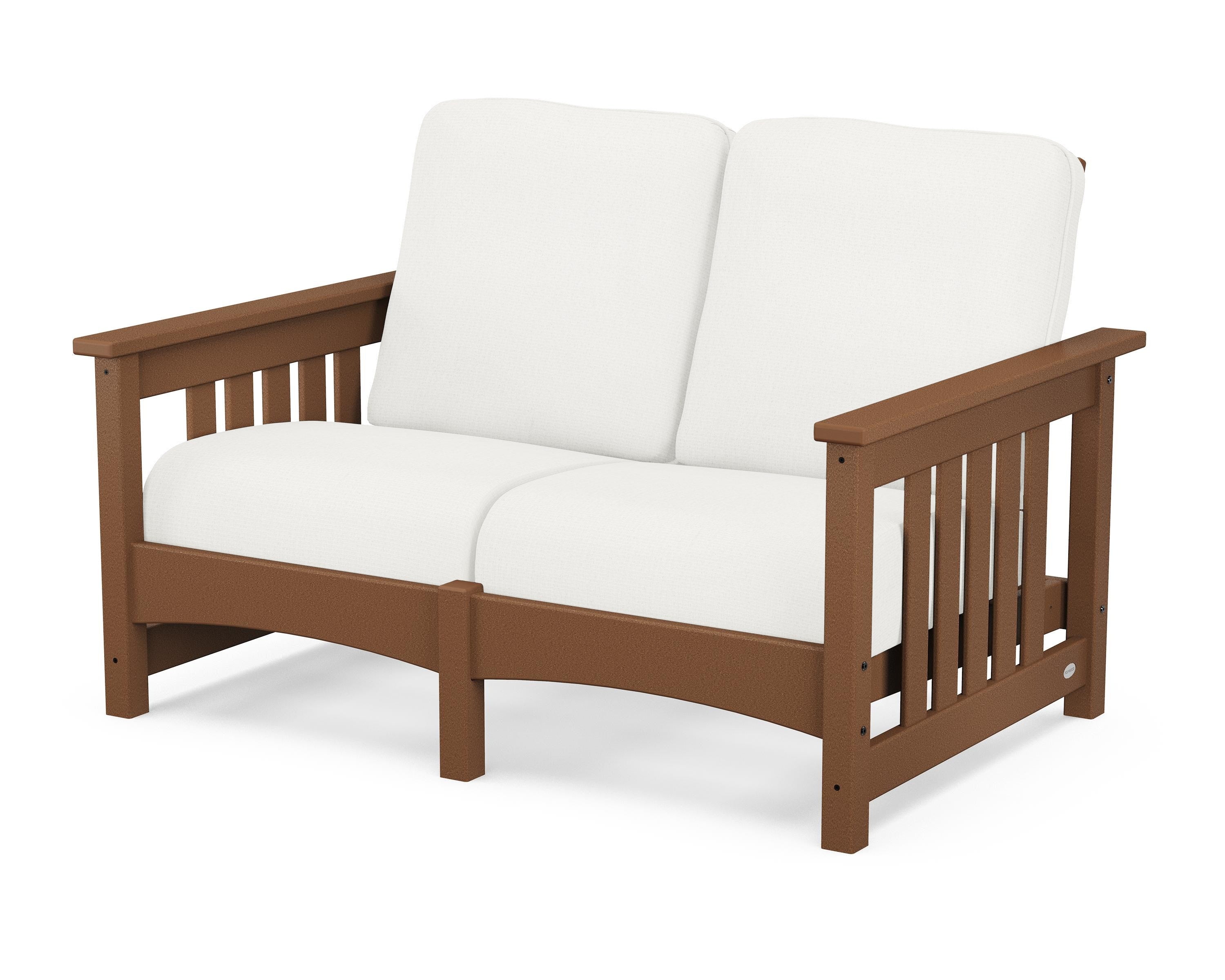 POLYWOOD® Club Mission Loveseat in Teak / Natural Linen