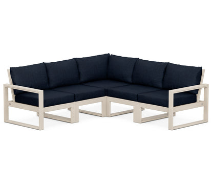 POLYWOOD® EDGE 5-Piece Modular Deep Seating Set in Sand / Marine Indigo