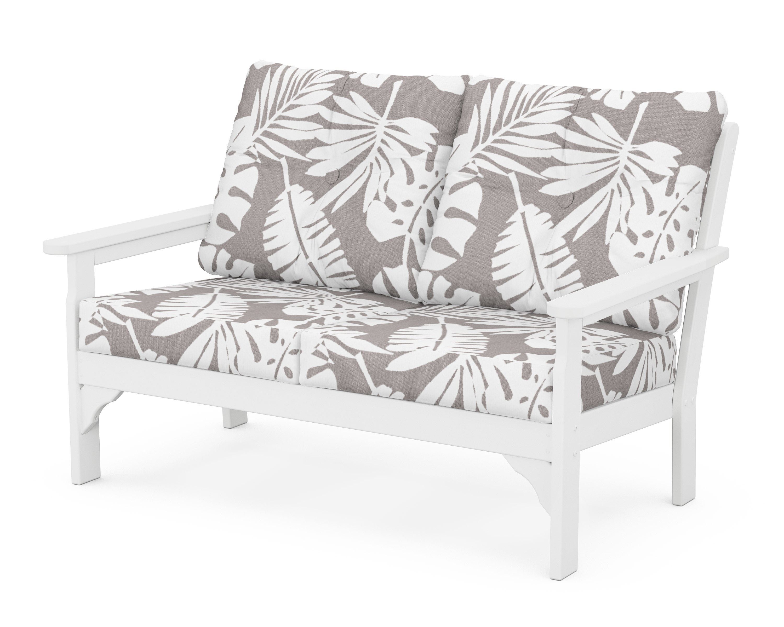POLYWOOD® Vineyard Deep Seating Loveseat in White / Leaf Grey Mist