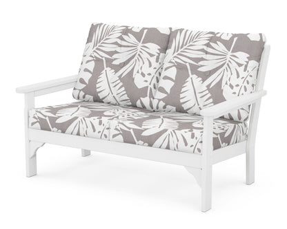 POLYWOOD® Vineyard Deep Seating Loveseat in White / Leaf Grey Mist