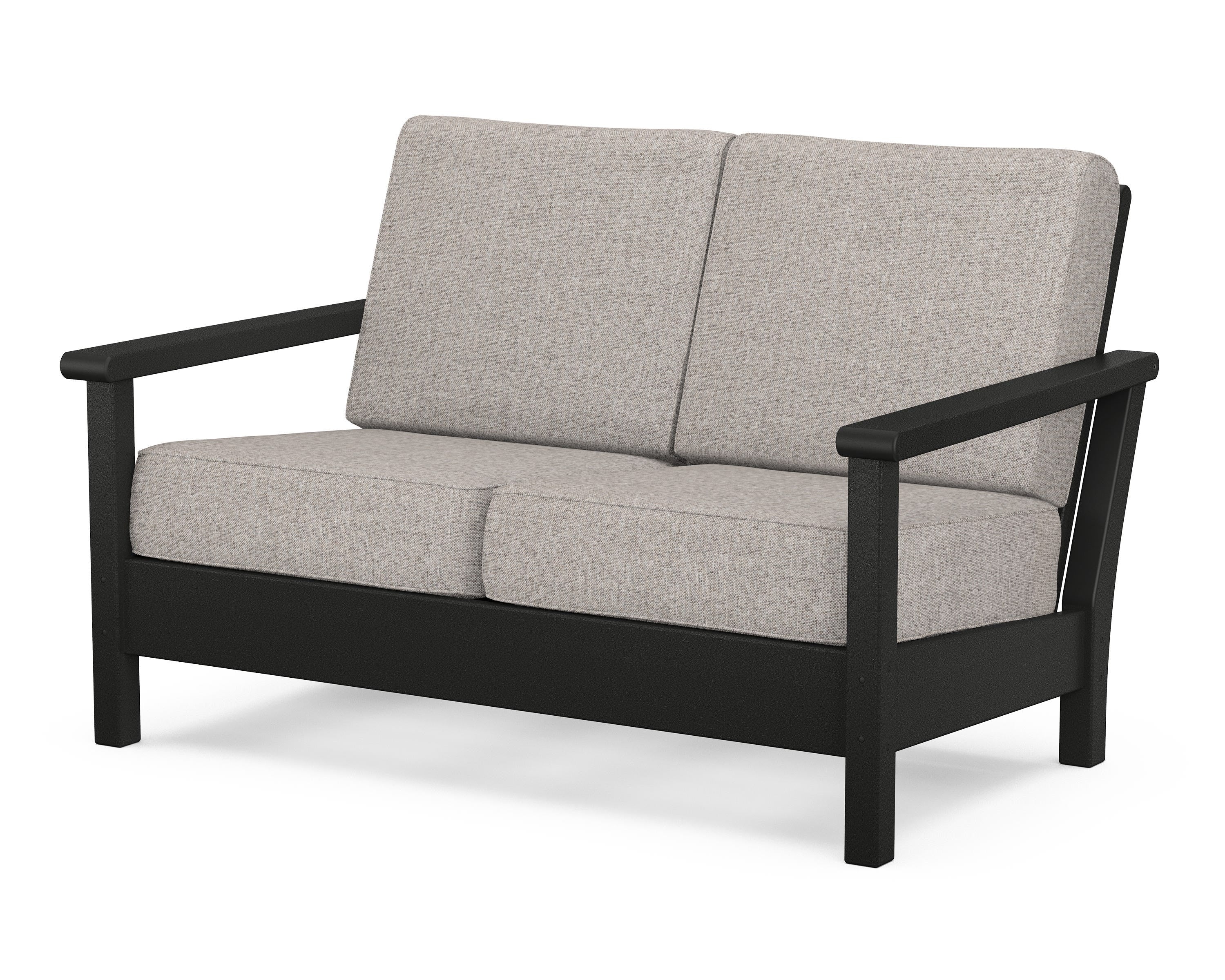 POLYWOOD® Harbour Deep Seating Loveseat in Black / Weathered Tweed