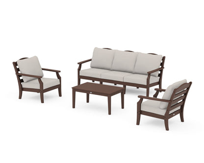 Draper James™ by  POLYWOOD® Savannah 4-Piece Deep Seating Set with Sofa in Mahogany / Cast Ash