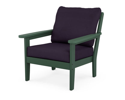 Country Living Cottage Deep Seating Chair in Green / Navy Linen