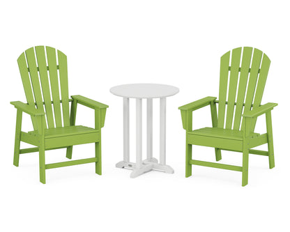 POLYWOOD® South Beach 3-Piece Round Farmhouse Bistro Dining Set in Lime / White