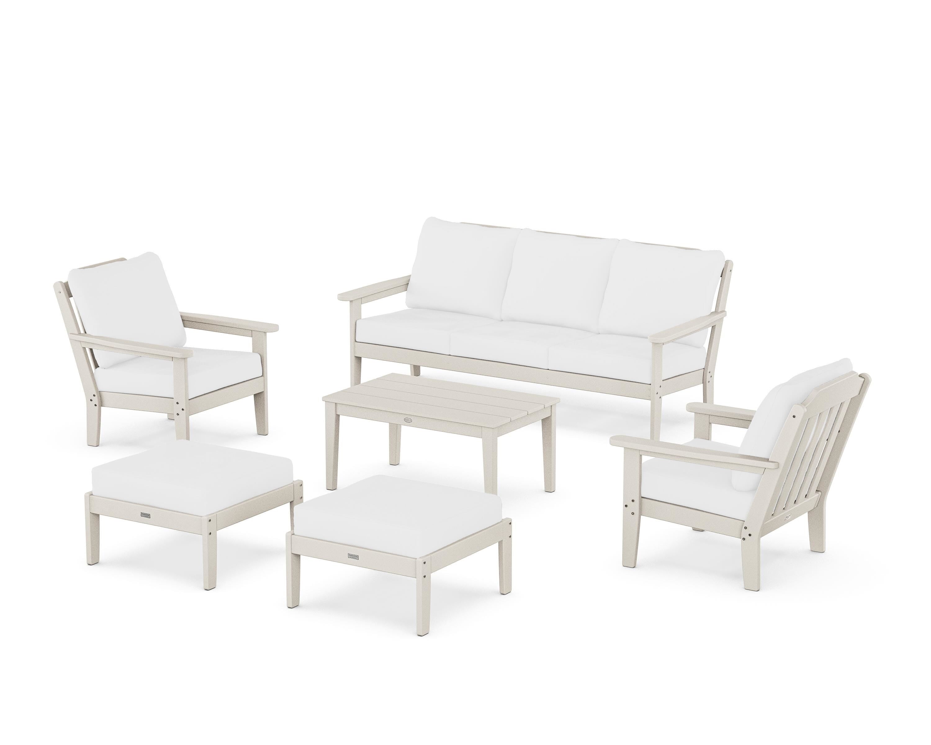Country Living Cottage 6-Piece Lounge Sofa Set in Sand / Natural