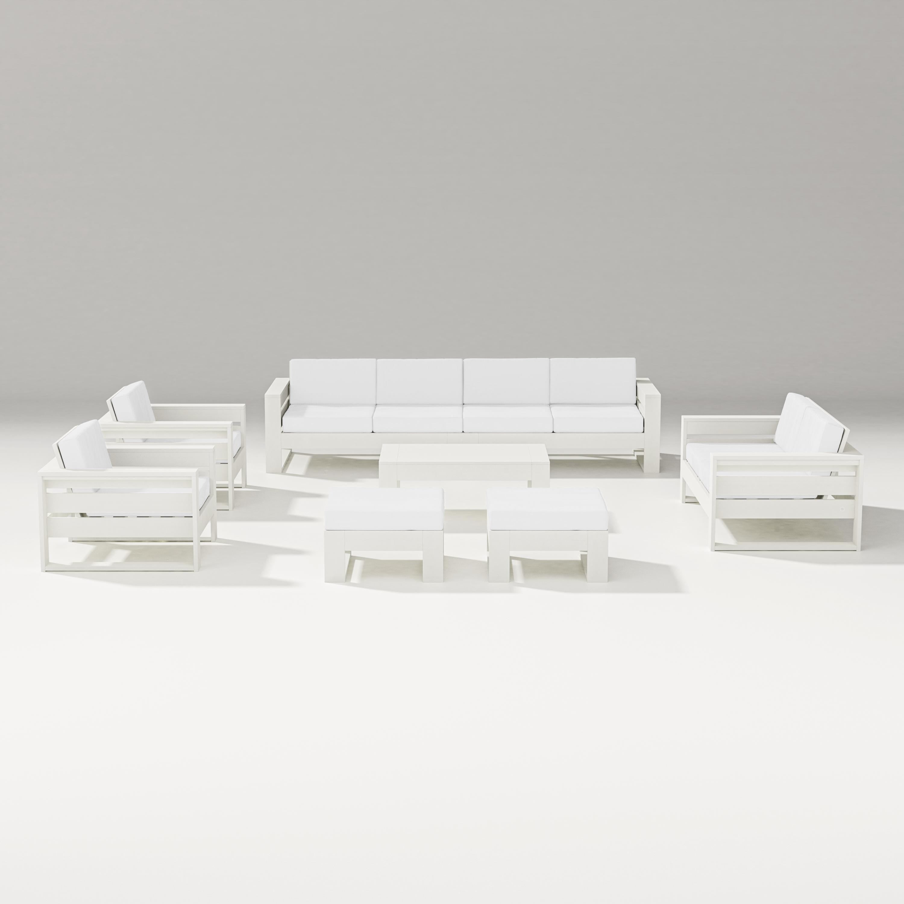 PW Designer Series Latitude 8-Piece Lounge Sofa Set in Vintage White / Natural