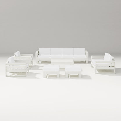 PW Designer Series Latitude 8-Piece Lounge Sofa Set in Vintage White / Natural