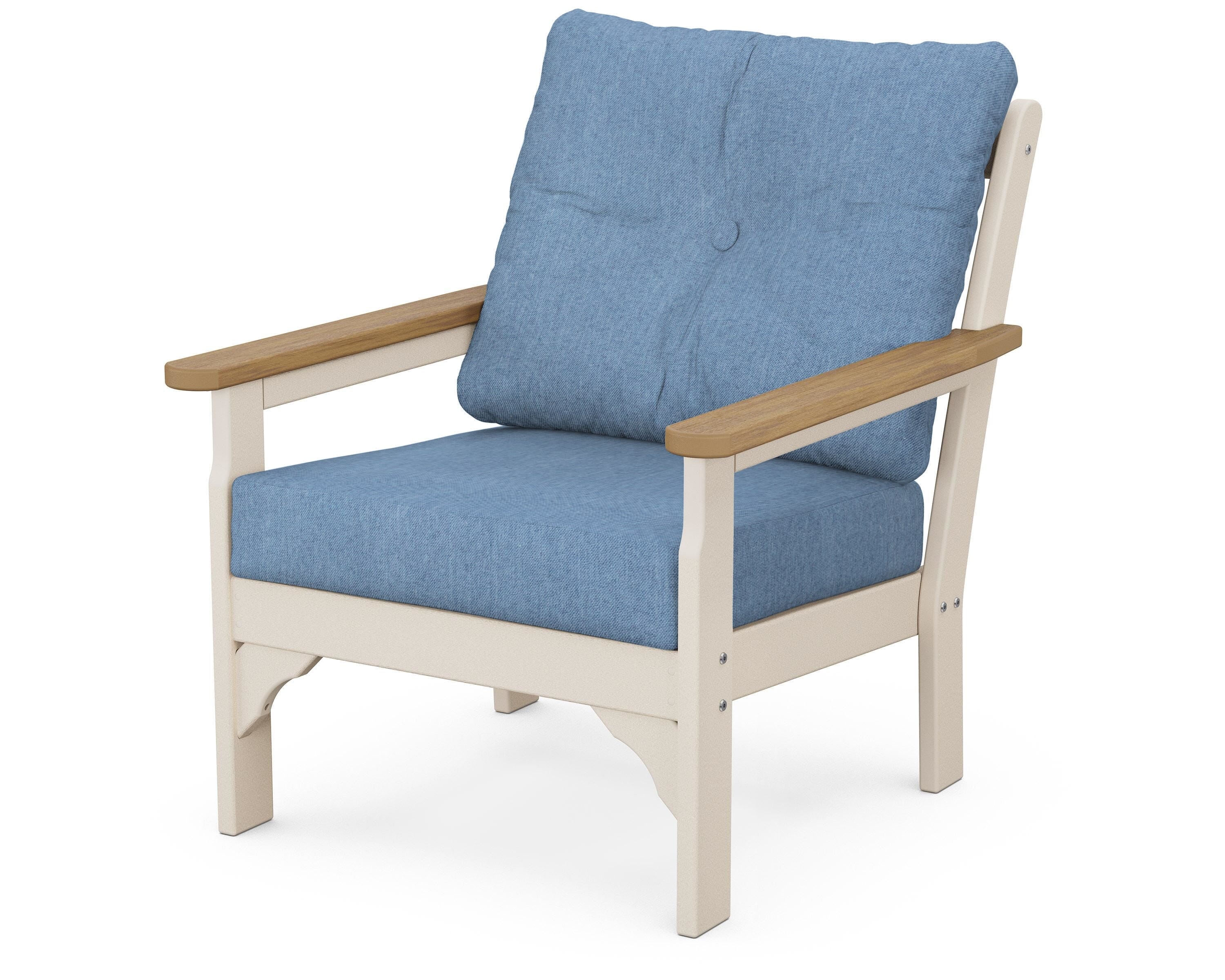 POLYWOOD® Vineyard Deep Seating Chair in Sand / Natural / Sky Blue