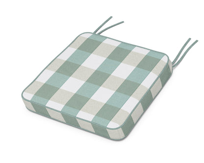 Martha Stewart by POLYWOOD® Chinoiserie Side Chair Seat Cushion in Buffalo Plaid Glacier Spa