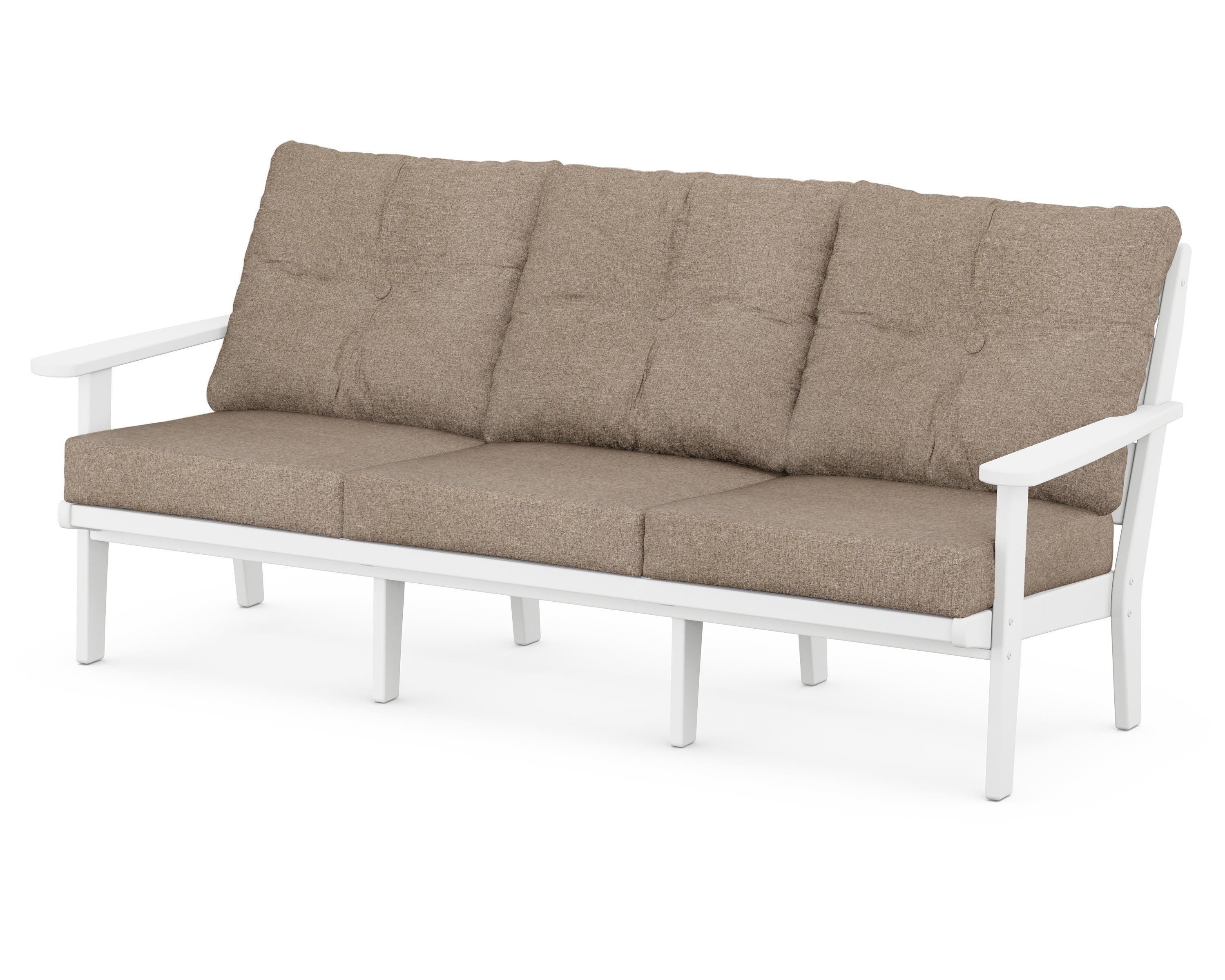 POLYWOOD® Lakeside Deep Seating Sofa in White / Spiced Burlap