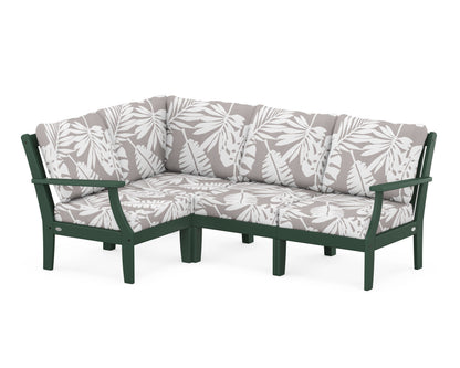 POLYWOOD® Braxton Modular 4-Piece Deep Seating Set in Green / Leaf Grey Mist