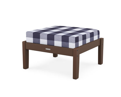 Martha Stewart by POLYWOOD® Chinoiserie Deep Seating Ottoman in Mahogany / Buffalo Plaid Navy