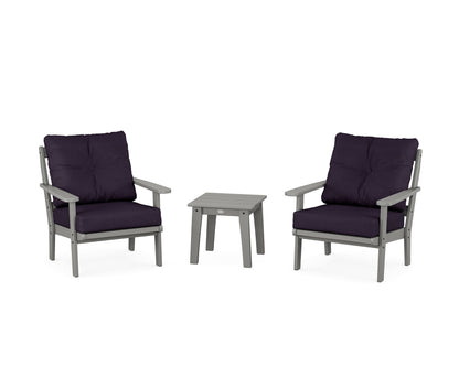 POLYWOOD® Mission 3-Piece Deep Seating Set in Slate Grey / Navy Linen