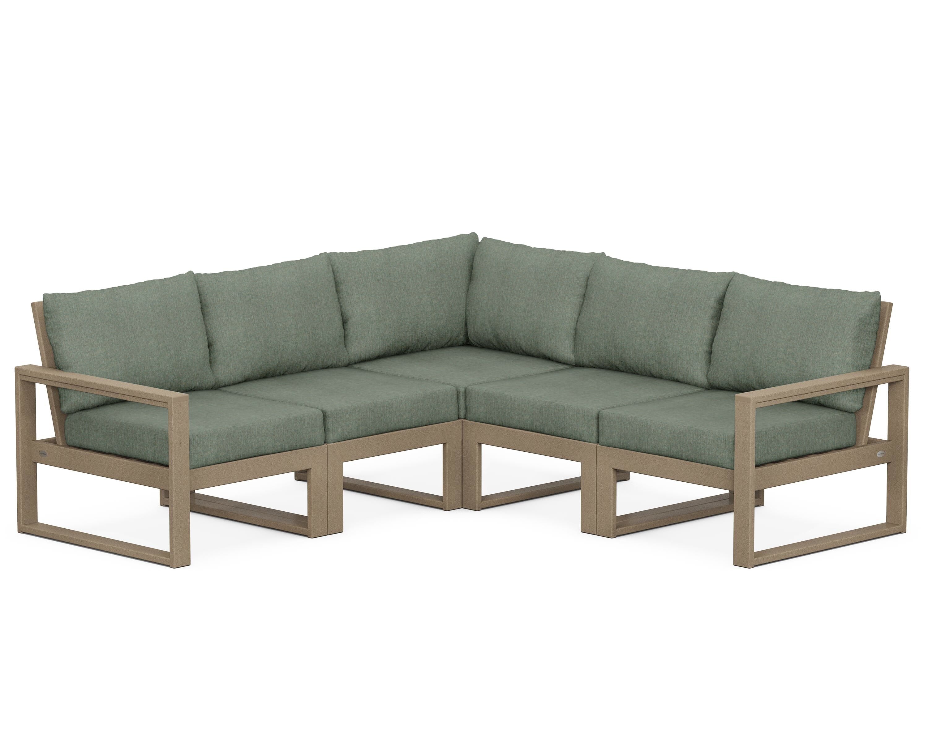 POLYWOOD® EDGE 5-Piece Modular Deep Seating Set in Vintage Sahara / Cast Sage