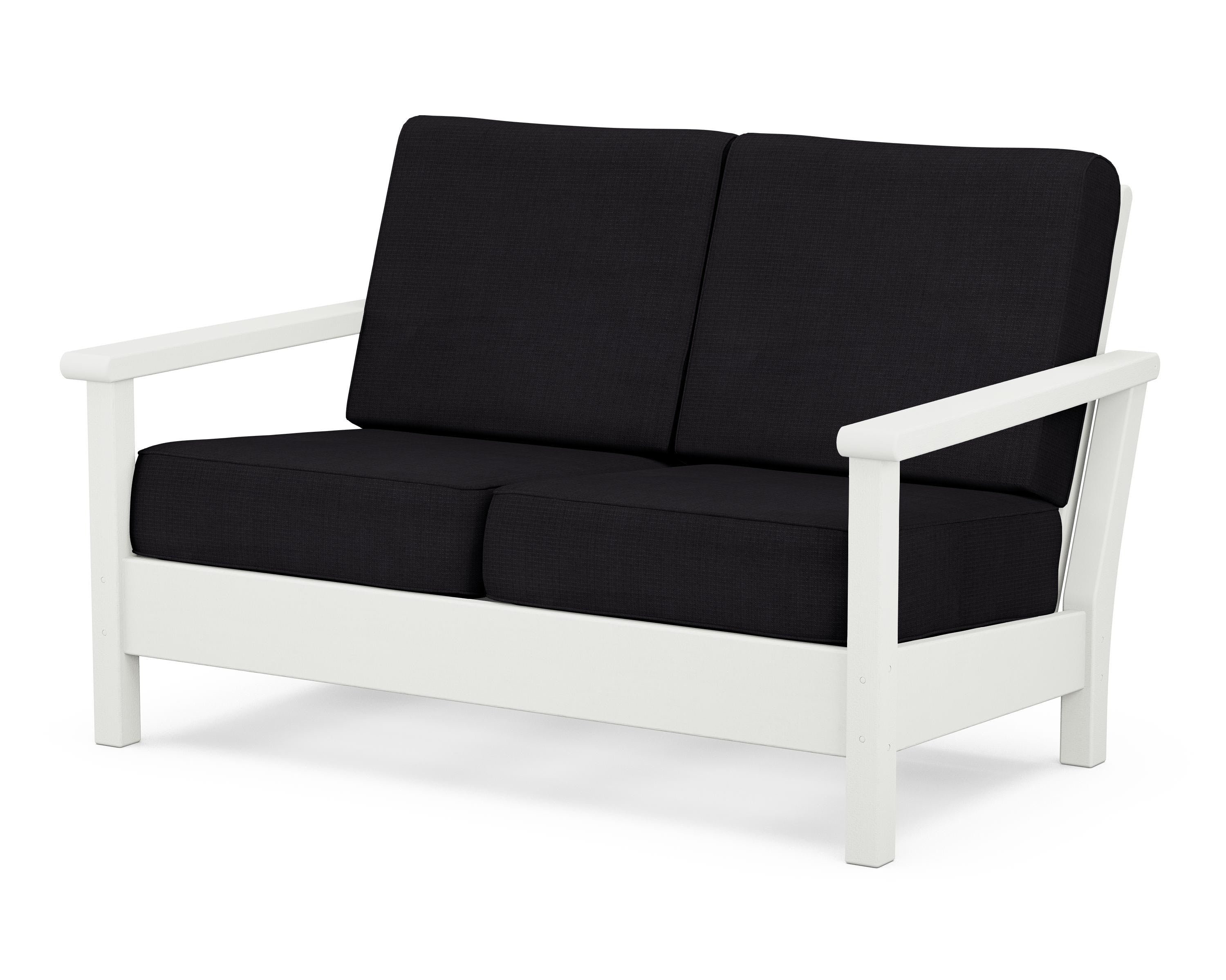 POLYWOOD® Harbour Deep Seating Loveseat in Vintage White / Midnight Linen