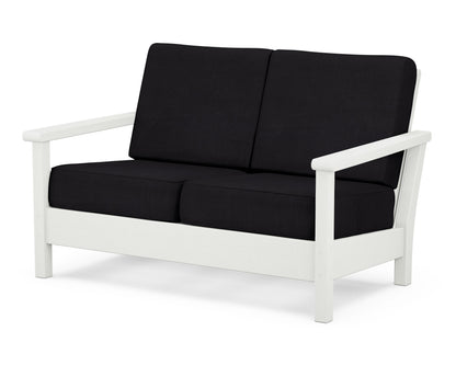POLYWOOD® Harbour Deep Seating Loveseat in Vintage White / Midnight Linen