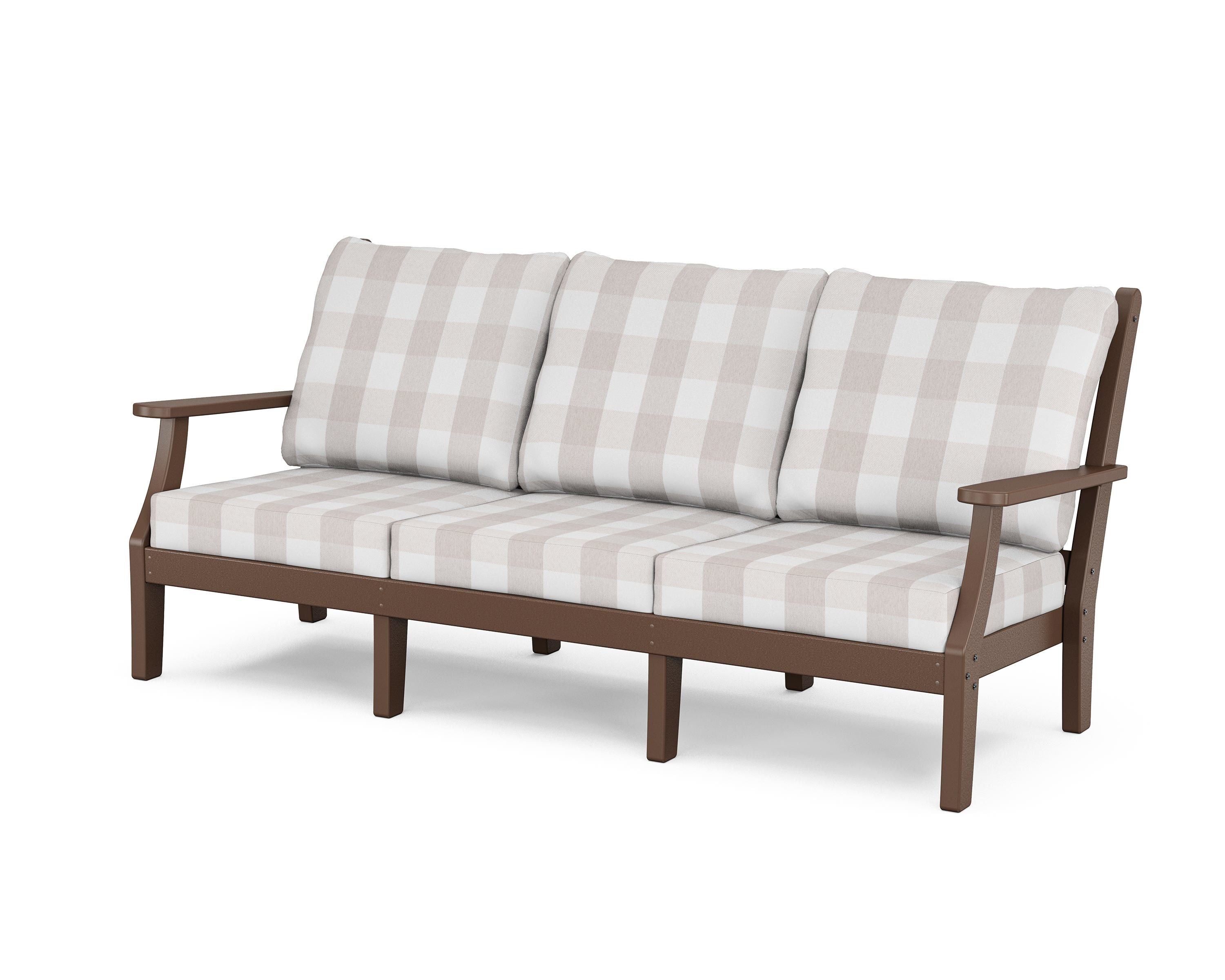 Country Living Wovendale Deep Seating Sofa in Mahogany / Buffalo Plaid Dune Burlap