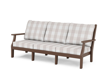 Country Living Wovendale Deep Seating Sofa in Mahogany / Buffalo Plaid Dune Burlap
