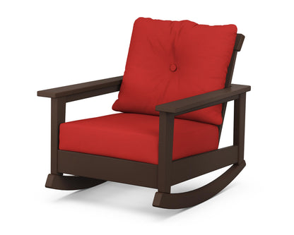 POLYWOOD® Prescott Deep Seating Rocking Chair in Mahogany / Crimson Linen