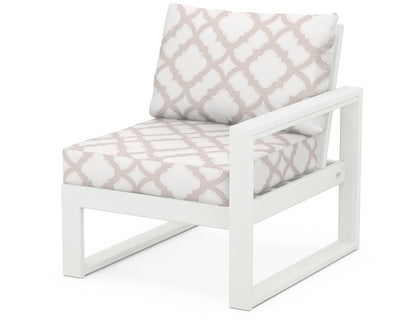 POLYWOOD® EDGE Modular Right Arm Chair in Vintage White / Trellis Dune Burlap