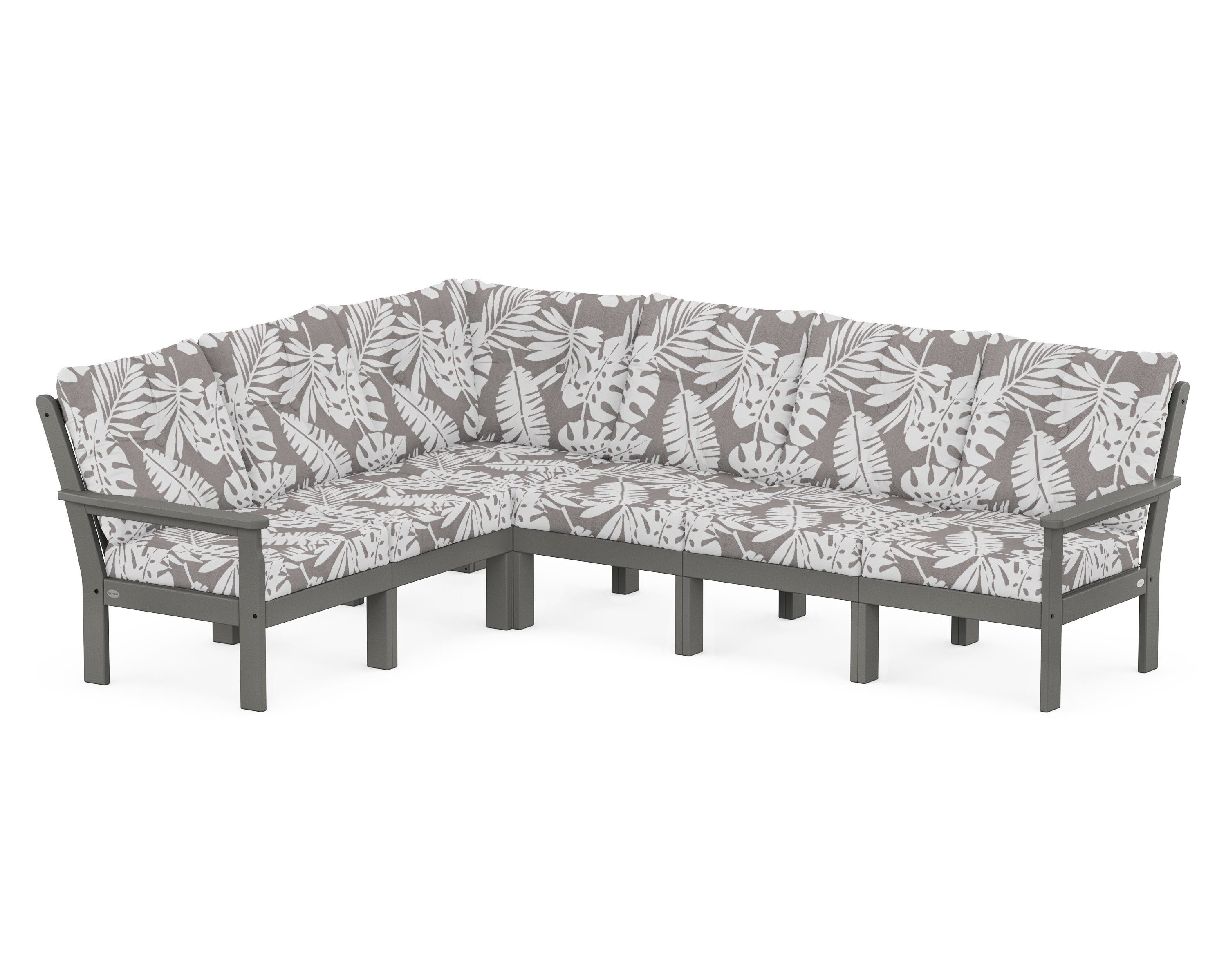 POLYWOOD® Vineyard 6-Piece Sectional in Slate Grey / Leaf Grey Mist