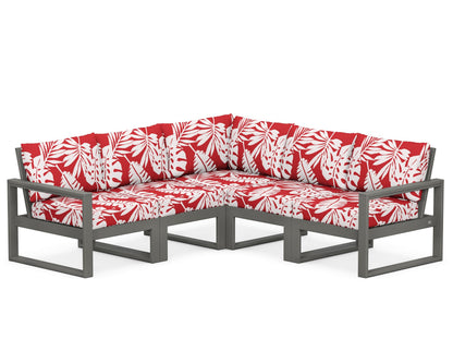 POLYWOOD® EDGE 5-Piece Modular Deep Seating Set in Slate Grey / Leaf Crimson