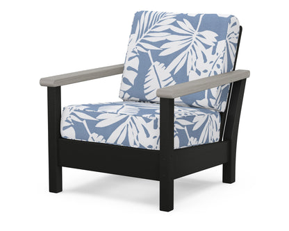 POLYWOOD® Harbour Deep Seating Chair in Black / Driftwood / Leaf Sky Blue