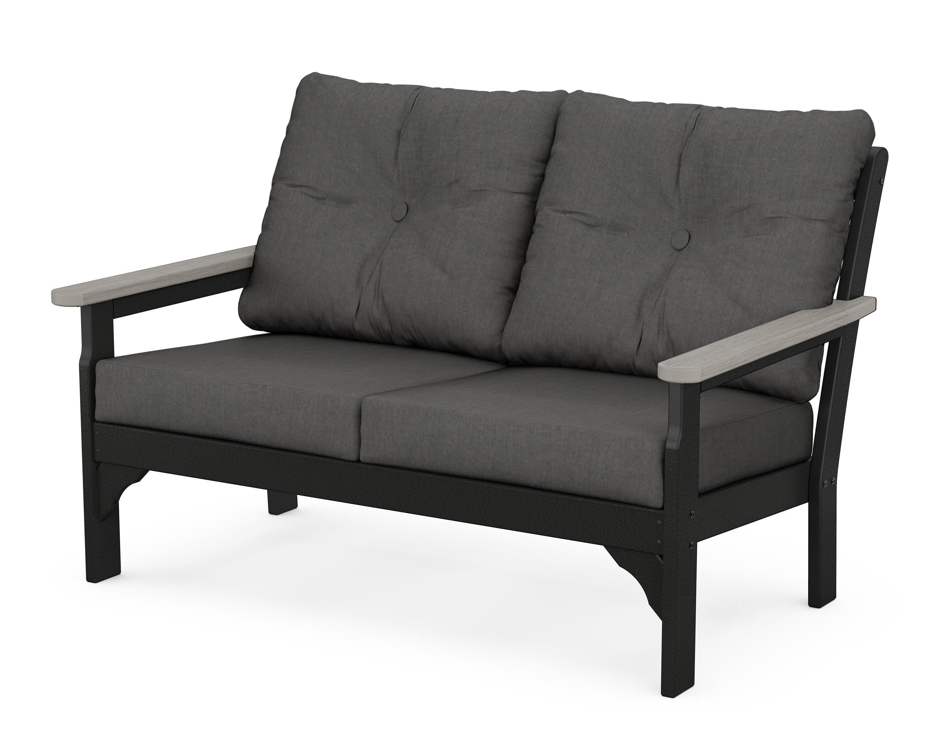 POLYWOOD® Vineyard Deep Seating Loveseat in Black / Driftwood / Spectrum Carbon
