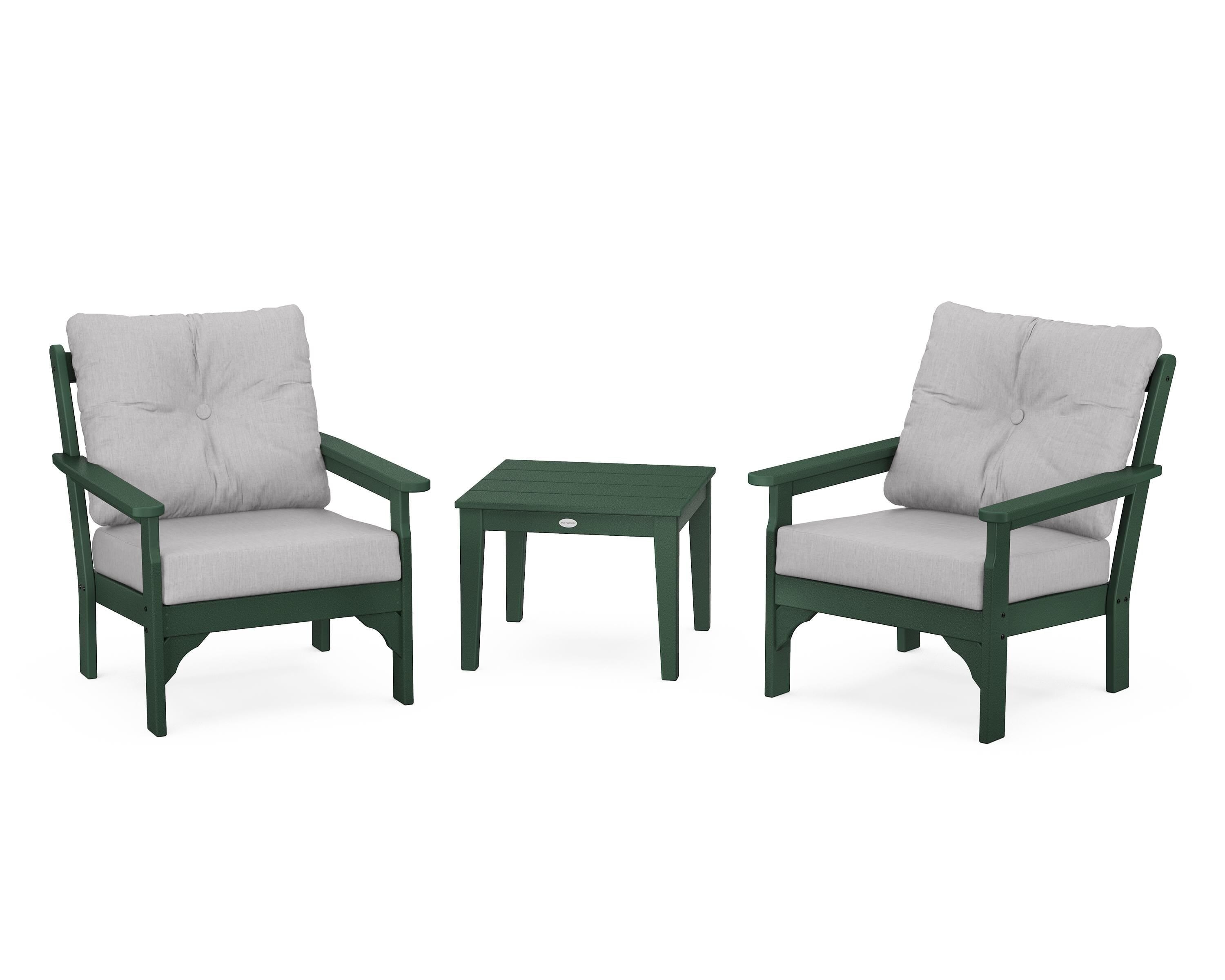 POLYWOOD® Vineyard 3-Piece Deep Seating Set in Green / Granite
